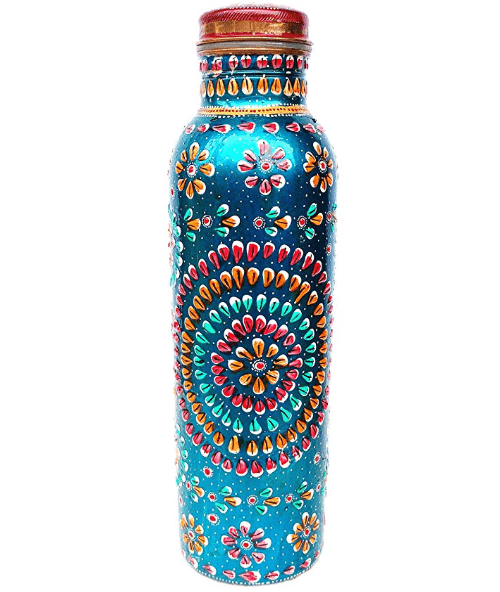 Rastogi Handicrafts Copper Bottle Hand Painted